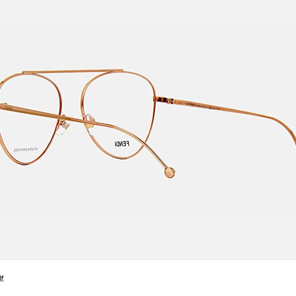 FENDI Demo Aviator Ladies Eyeglasses Ff 0352 0j5g 56 In Gold rose Tone